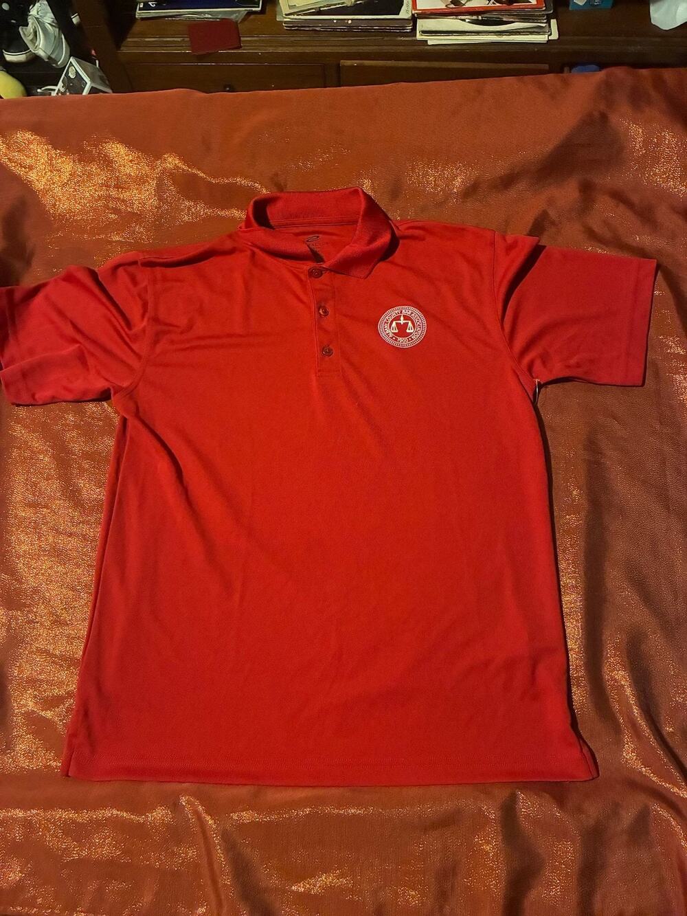 UltraClub Polo Shirt Mens M Red Short Sleeve Cool Dry Embroidered Logo Uniform
